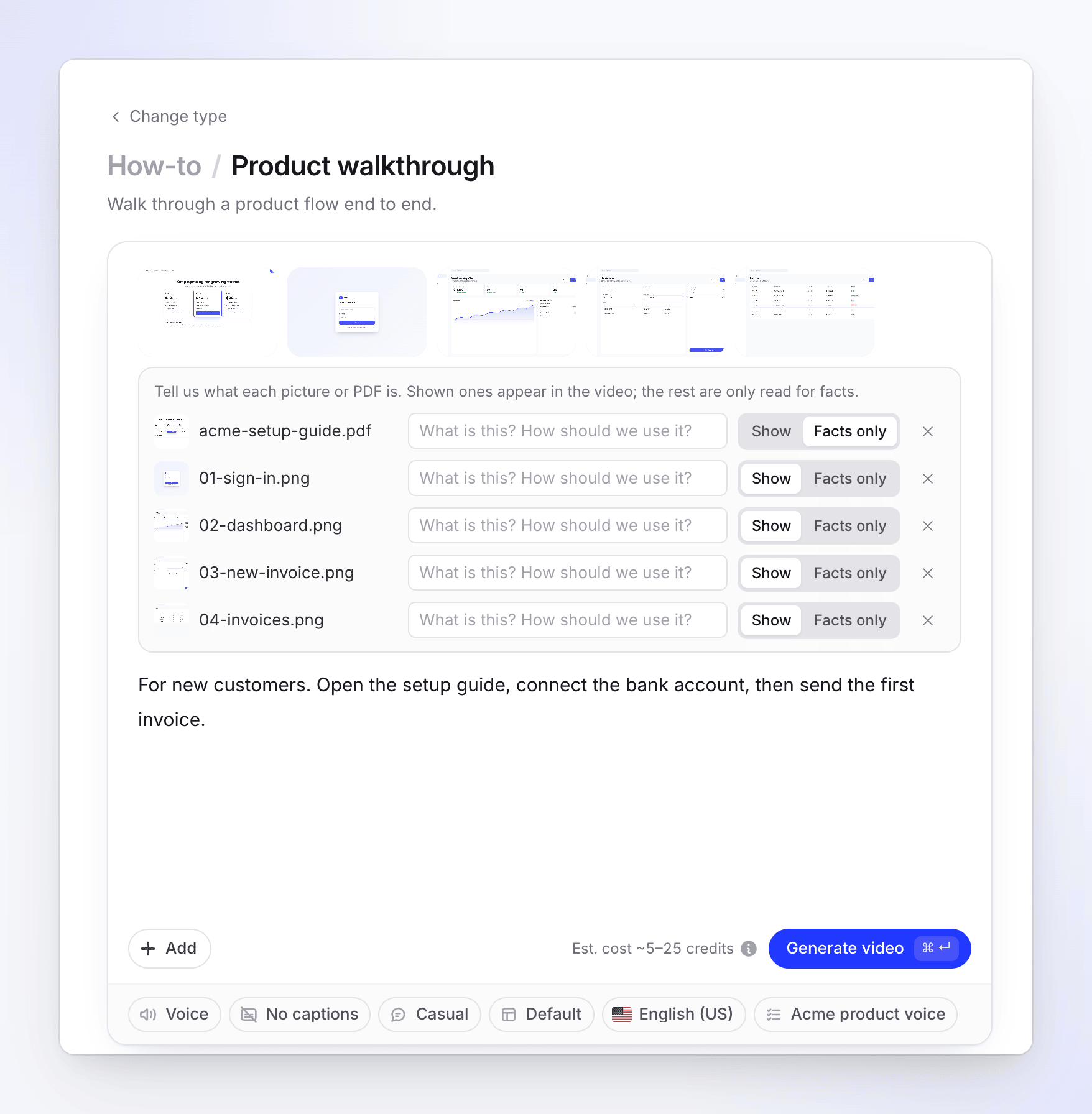 A how-to with only a PDF and four screenshots attached, no recording.