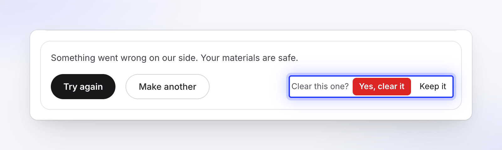 The Clear this one confirmation with Yes, clear it and Keep it
