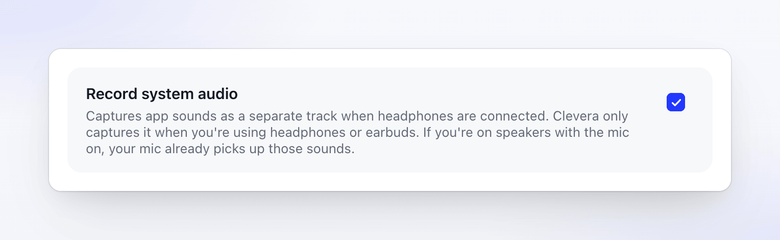 The Record system audio setting turned on.
