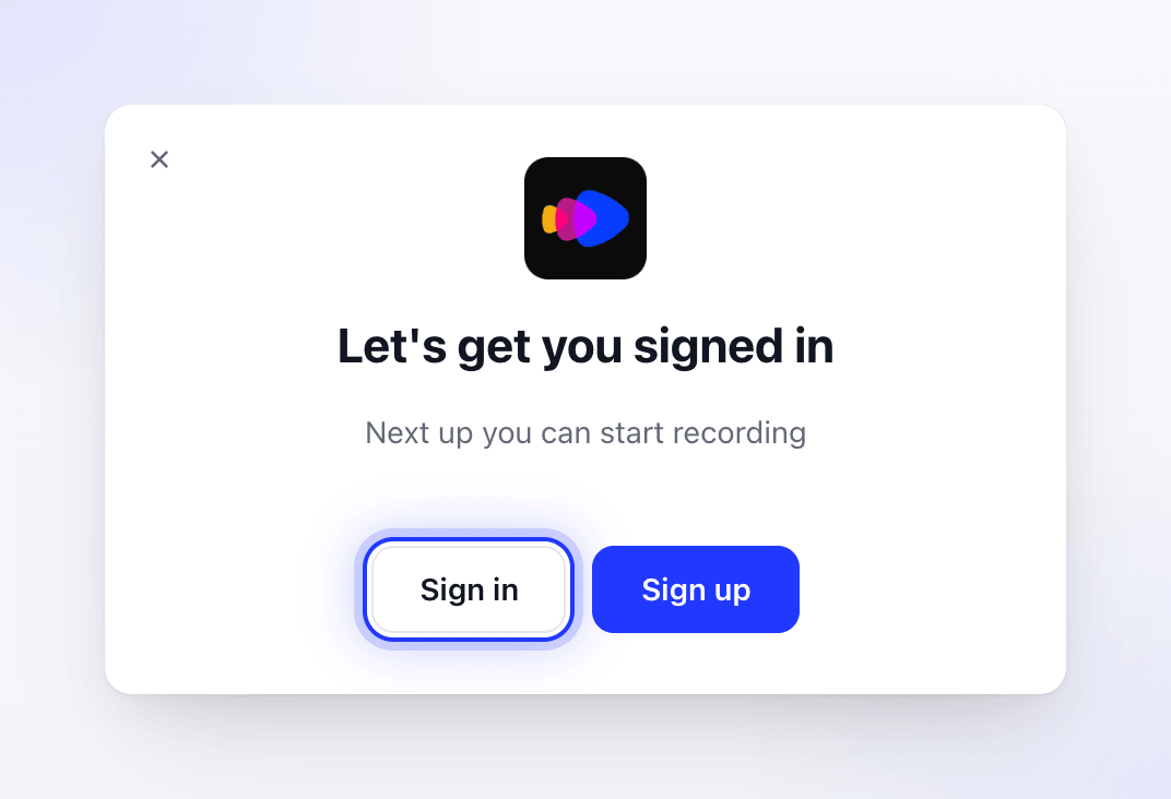 The Let's get you signed in window with Sign in and Sign up buttons.