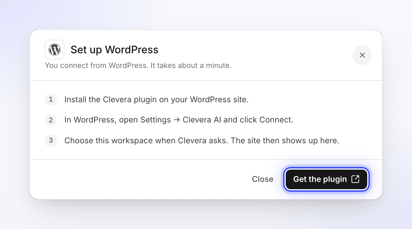The Set up WordPress steps with the Get the plugin button